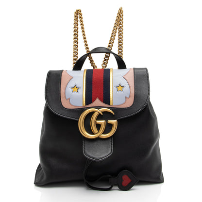 Gucci Leather GG Marmont Web Flap Chain Backpack (SHF-PyHHER)