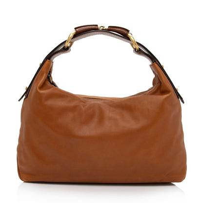 Gucci Leather Horsebit Medium Hobo (SHF-WR9LR9)