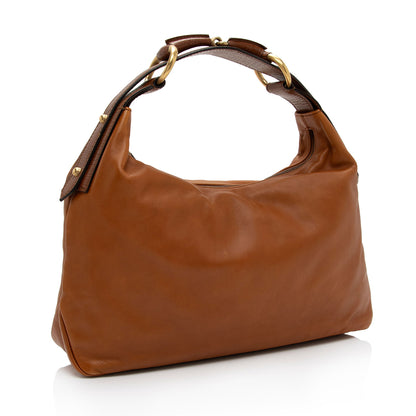 Gucci Leather Horsebit Medium Hobo (SHF-WR9LR9)