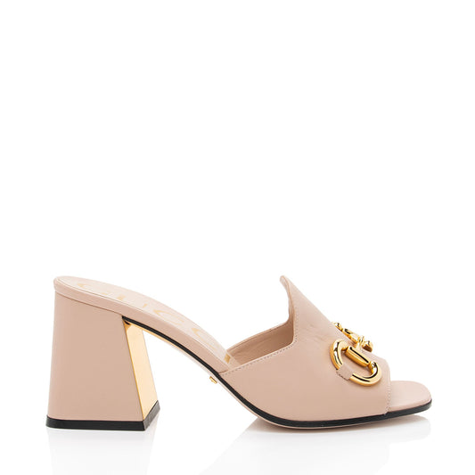 Gucci Leather Horsebit Slide Sandals - Size 7.5 / 37.5 (SHF-eOub5Z)