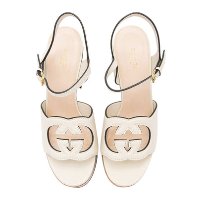 Gucci Leather Interlocking G Cutout Platform Sandals - Size 10 / 40