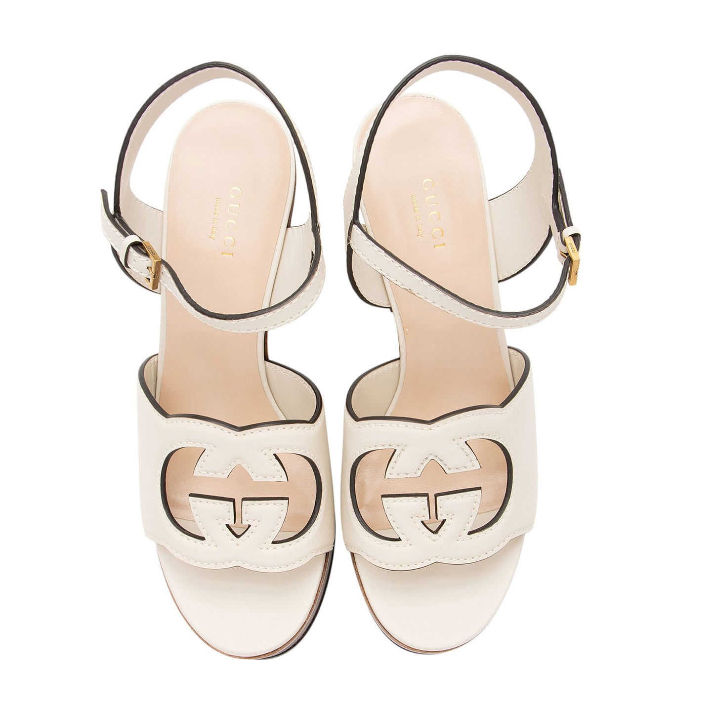 Gucci Leather Interlocking G Cutout Platform Sandals - Size 9.5 / 39.5