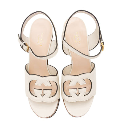 Gucci Leather Interlocking G Cutout Platform Sandals - Size 9.5 / 39.5