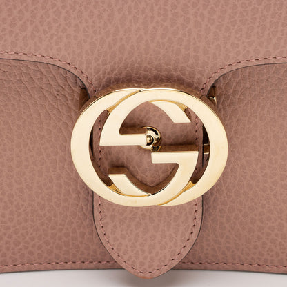 Gucci Leather Interlocking G Small Shoulder Bag (SHF-6sbkNl)