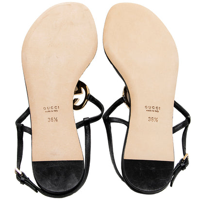 Gucci Leather Interlocking GG Heart Sandals - Size 6.5 / 36.5 (SHF-17629)