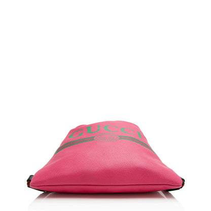 Gucci Leather Logo Drawstring Backpack (SHF-21880)