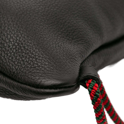 Gucci Leather Logo Drawstring Backpack