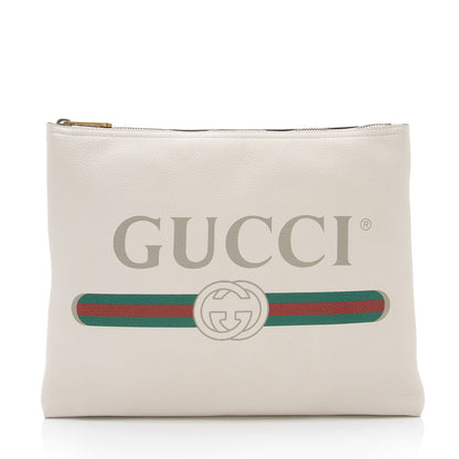 Gucci Leather Logo Zip Pouch (SHF-voC0bh)