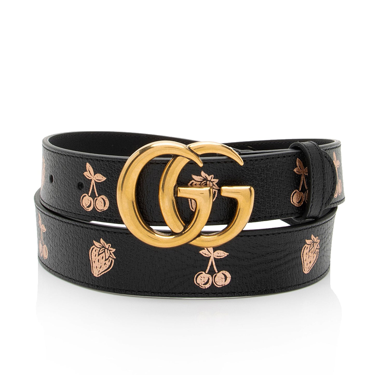 Gucci Leather Strawberry Cherry GG Marmont Belt - Size 36 / 90