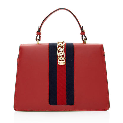 Gucci Leather Sylvie Top Handle Medium Satchel (SHF-21474)