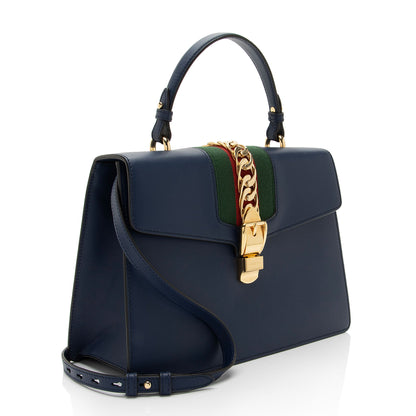 Gucci Leather Sylvie Medium Top Handle (SHF-s5Ji15)