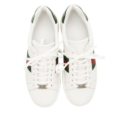 Gucci Leather Web Ace Sneakers - Size 8.5 / 38.5