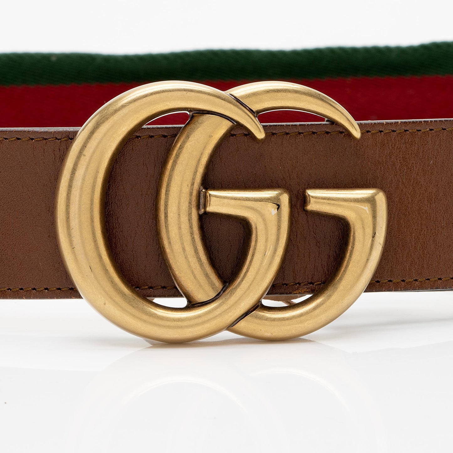 Gucci Leather Web GG Marmont Belt - Size 32 / 80 (SHF-6tfhZK)