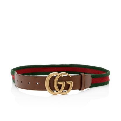 Gucci Leather Web GG Marmont Belt - Size 32 / 80 (SHF-6tfhZK)