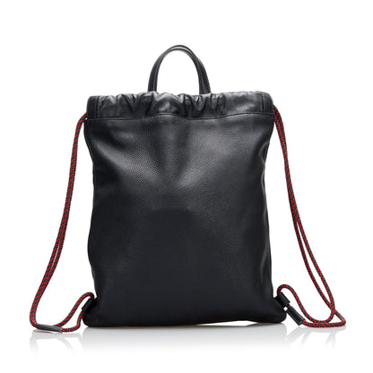 Gucci Logo Drawstring Leather Backpack (SHG-f1YPPC)