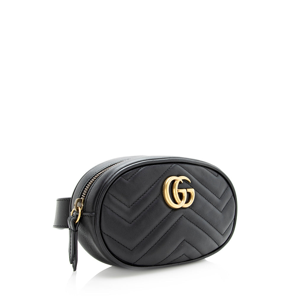 Gucci Matelasse Leather GG Marmont Belt Bag - Size 95 (SHF-19377)