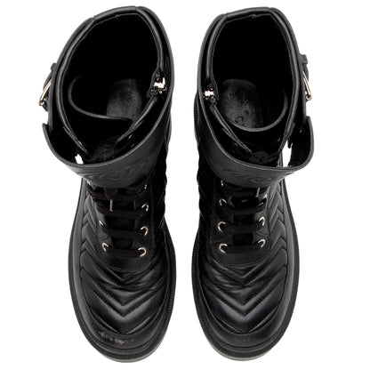 Gucci Matelasse Leather GG Marmont Charlotte Boots - Size 7.5 / 37.5 (SHF-liB5vn)
