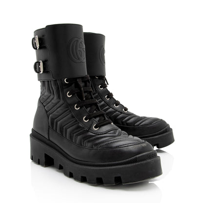 Gucci Matelasse Leather GG Marmont Charlotte Boots - Size 7.5 / 37.5 (SHF-liB5vn)