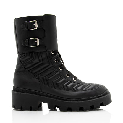 Gucci Matelasse Leather GG Marmont Charlotte Boots - Size 7.5 / 37.5 (SHF-liB5vn)