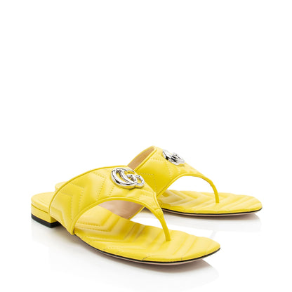 Gucci Matelasse Leather GG Marmont Charlotte Thong Sandals - Size 9 / 39
