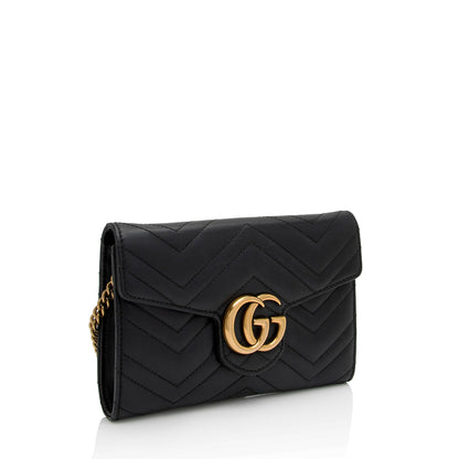 Gucci Matelasse Leather GG Marmont Flap Mini Wallet Bag (SHF-6xoeZx)