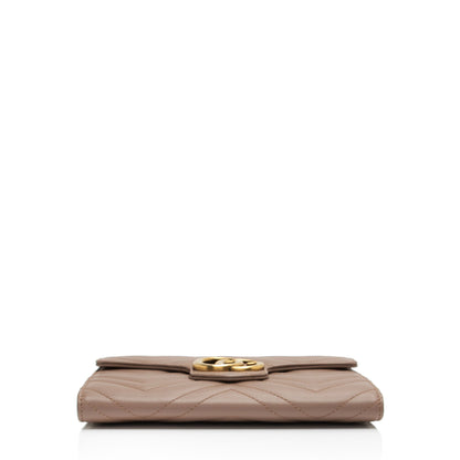 Gucci Matelasse Leather GG Marmont Flap Mini Wallet Bag (SHF-L9tXYx)