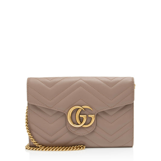 Gucci Matelasse Leather GG Marmont Flap Mini Wallet Bag (SHF-L9tXYx)