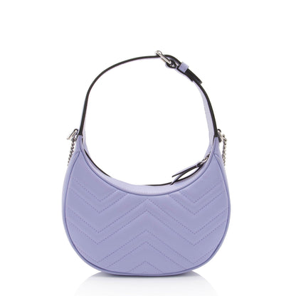 Gucci Matelasse Leather GG Marmont Half Moon Mini Shoulder Bag (SHF-OFIt7E)