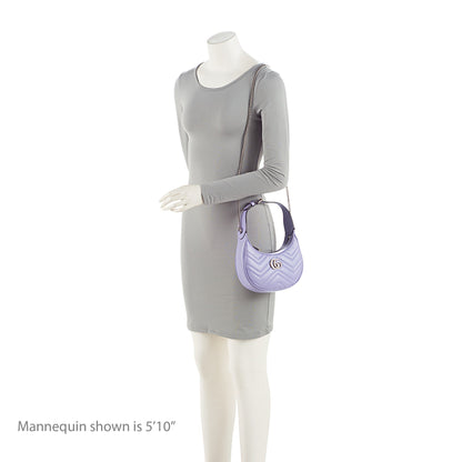 Gucci Matelasse Leather GG Marmont Half Moon Mini Shoulder Bag (SHF-OFIt7E)