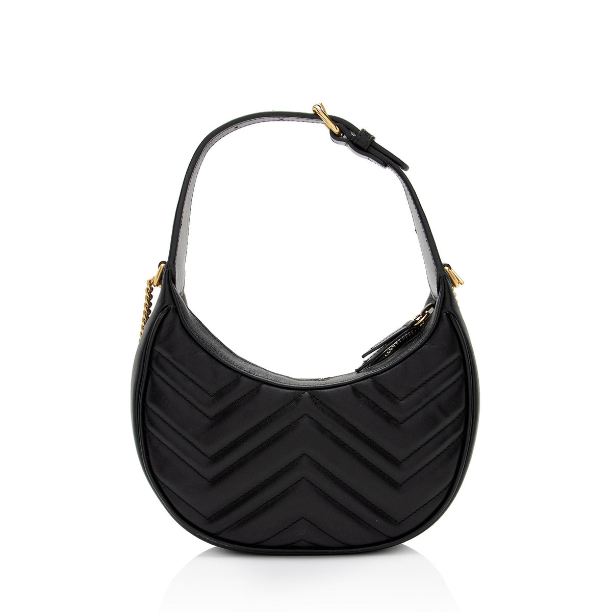 Gucci Matelasse Leather GG Marmont Half Moon Mini Shoulder Bag (SHF-KwqPFJ)