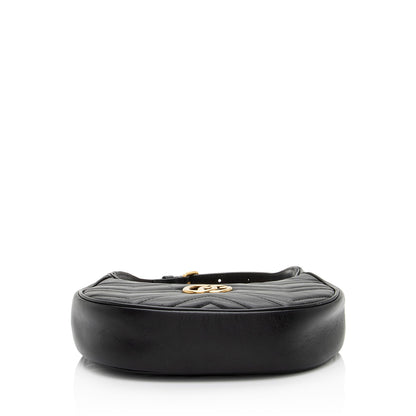 Gucci Matelasse Leather GG Marmont Half Moon Mini Shoulder Bag (SHF-KwqPFJ)