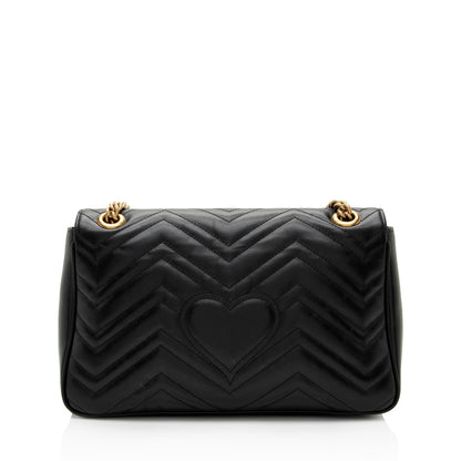 Gucci Matelasse Leather GG Marmont Medium Flap Bag (SHF-maxMO9)