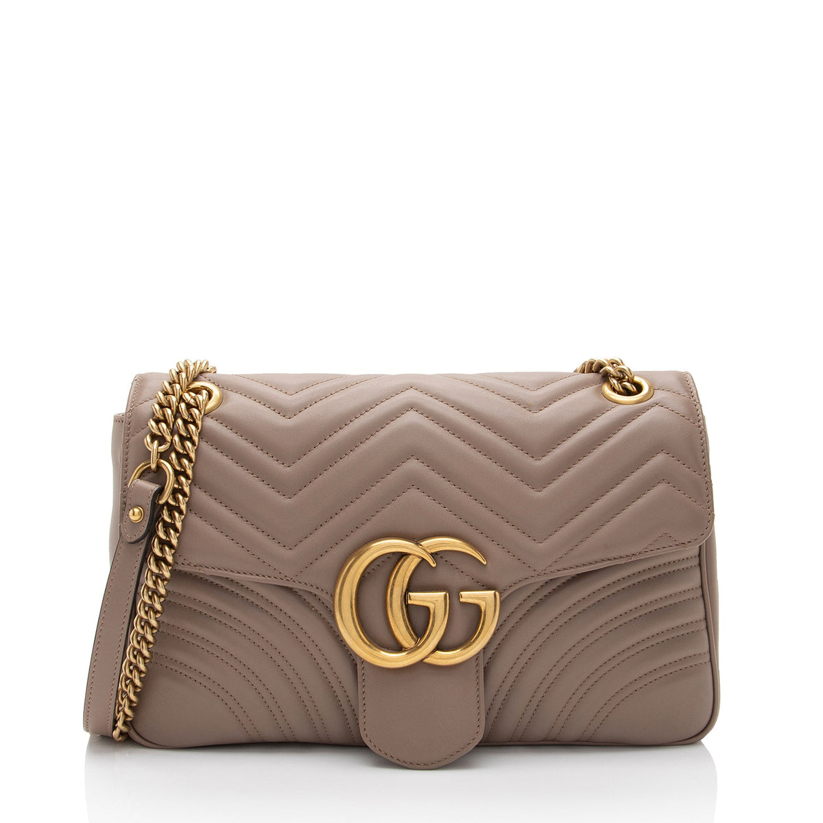 Gucci Matelasse Leather GG Marmont Medium Flap Shoulder Bag (SHF-EZthFS)