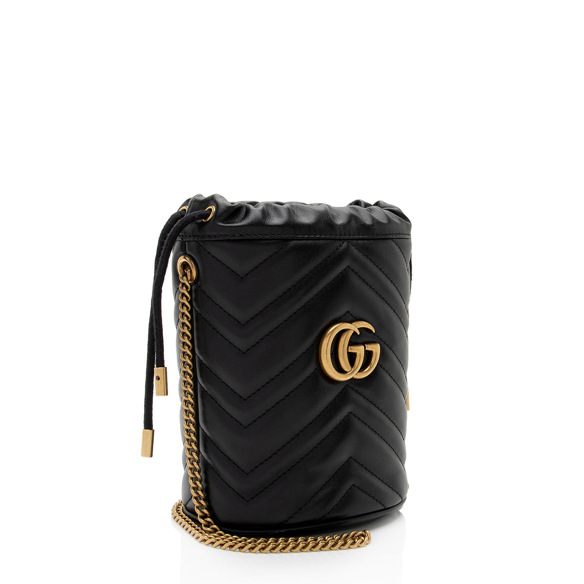 Gucci Matelasse Leather GG Marmont Mini Bucket Bag (SHF-IV6bhP)