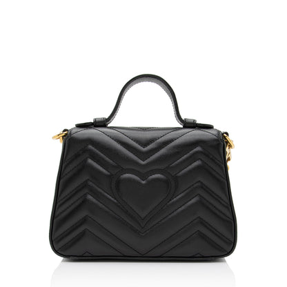 Gucci Matelasse Leather GG Marmont Mini Top Handle Bag (SHF-7cobGM)
