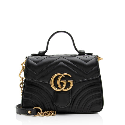 Gucci Matelasse Leather GG Marmont Mini Top Handle Bag (SHF-7cobGM)