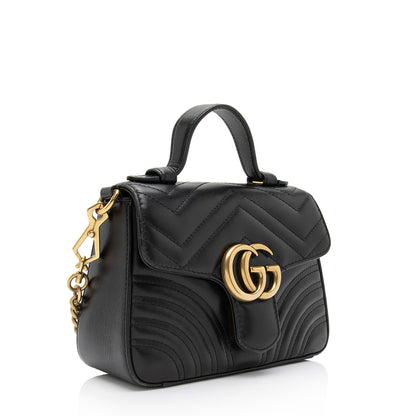 Gucci Matelasse Leather GG Marmont Mini Top Handle Bag (SHF-7cobGM)