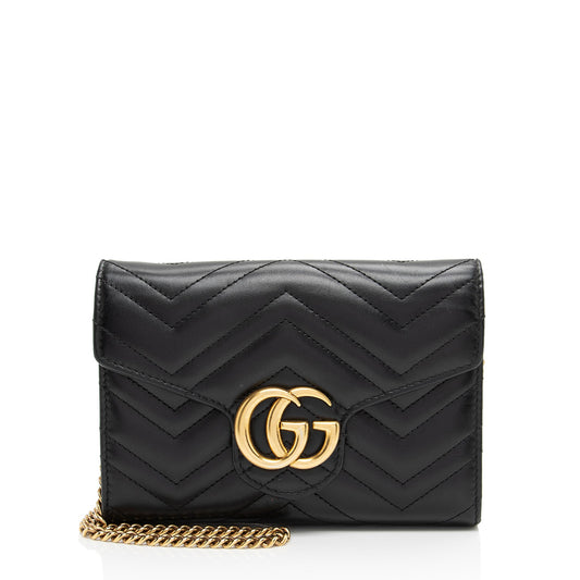 Gucci Matelasse Leather GG Marmont Mini Wallet on Chain (SHF-iDhqds)