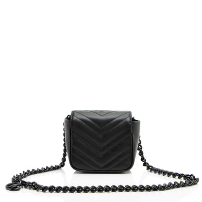 Gucci Matelasse Leather GG Marmont Monochrome Square Chain Belt Bag