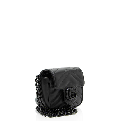 Gucci Matelasse Leather GG Marmont Monochrome Square Chain Belt Bag