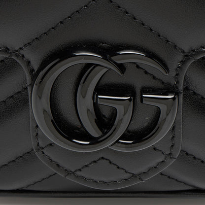 Gucci Matelasse Leather GG Marmont Monochrome Square Chain Belt Bag
