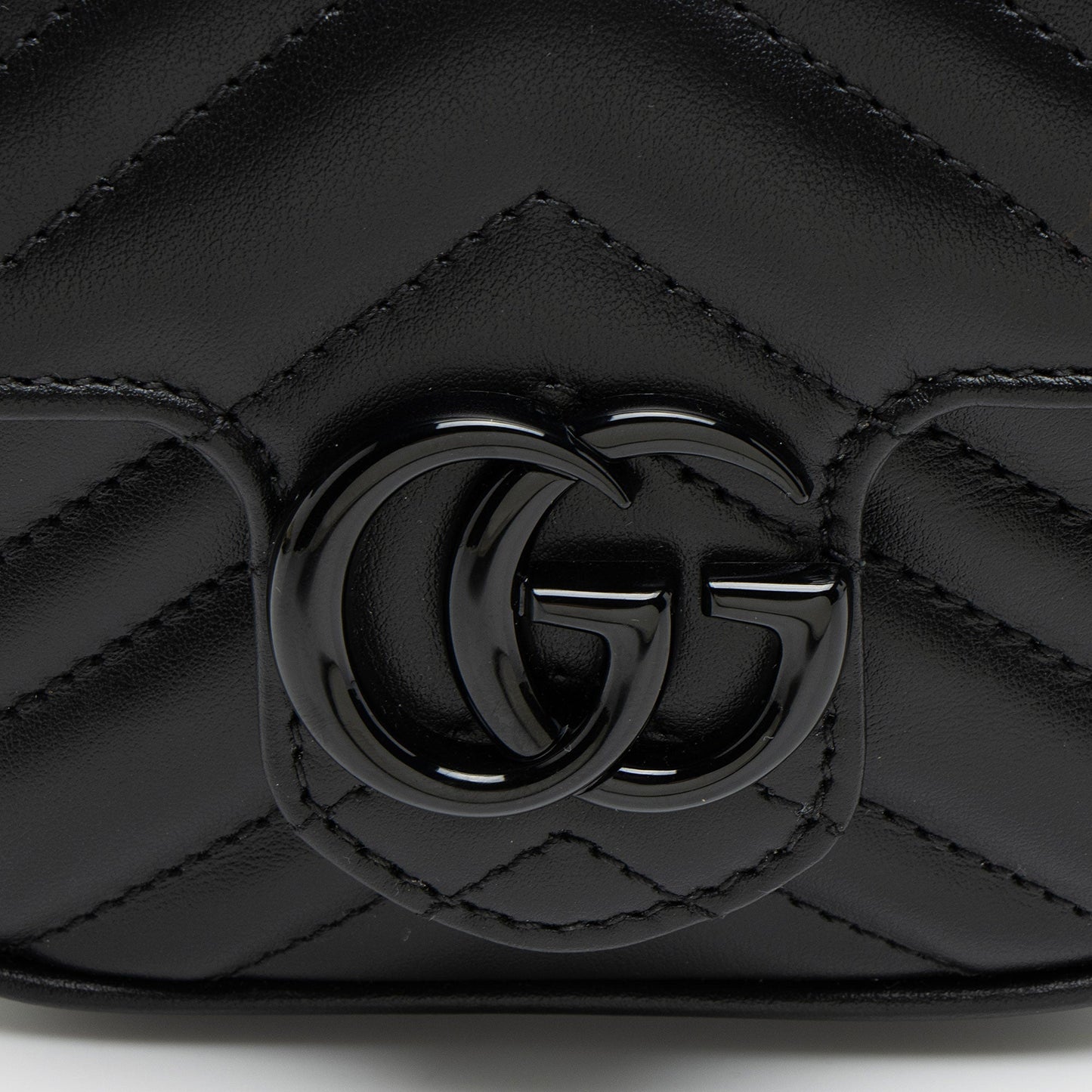 Gucci Matelasse Leather GG Marmont Monochrome Square Chain Belt Bag