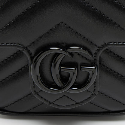 Gucci Matelasse Leather GG Marmont Monochrome Square Chain Belt Bag