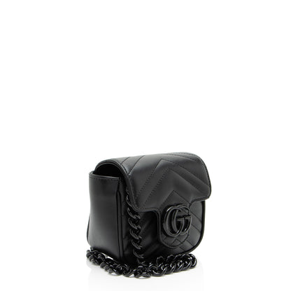 Gucci Matelasse Leather GG Marmont Monochrome Square Chain Belt Bag