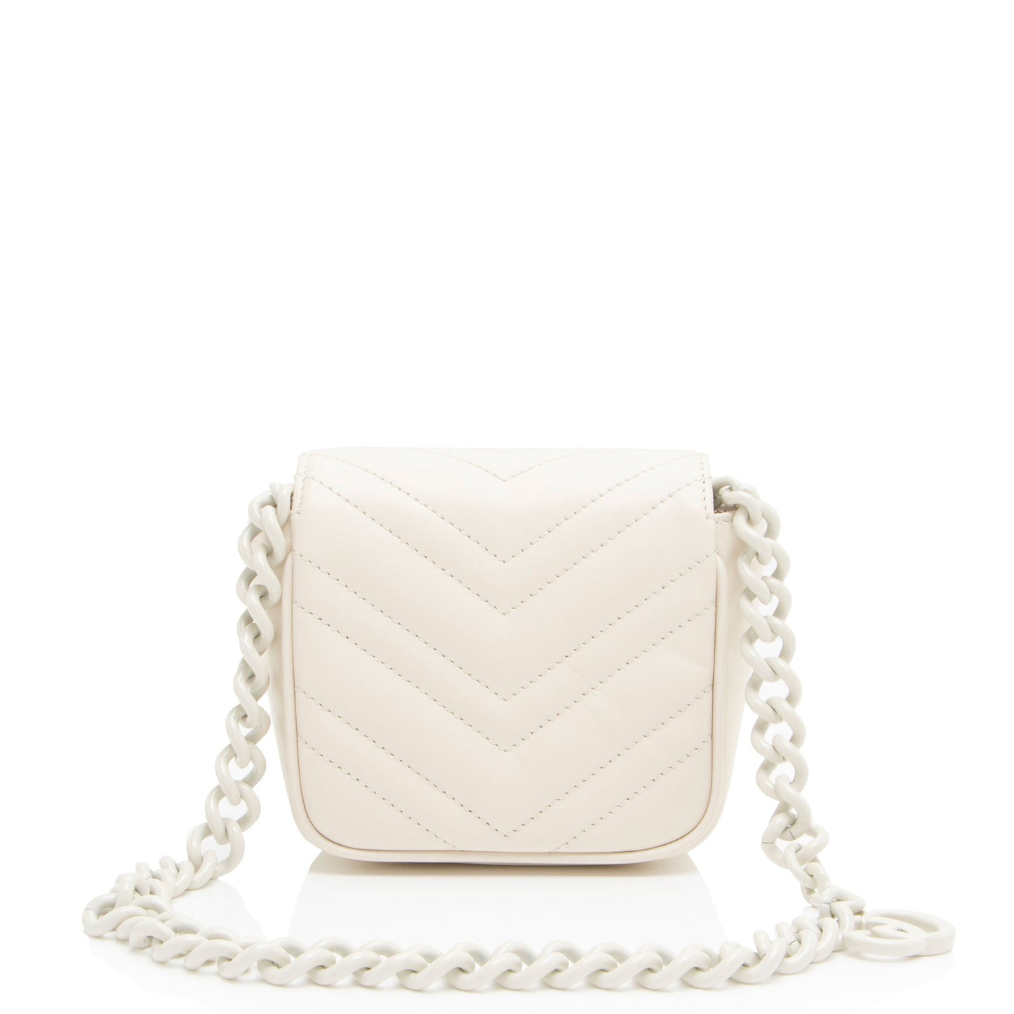 Gucci Matelasse Leather GG Marmont Monochrome Square Chain Belt Bag
