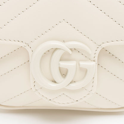 Gucci Matelasse Leather GG Marmont Monochrome Square Chain Belt Bag