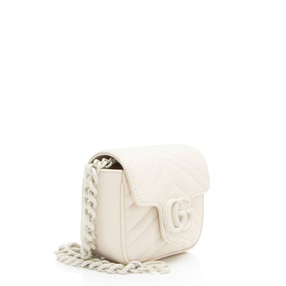 Gucci Matelasse Leather GG Marmont Monochrome Square Chain Belt Bag