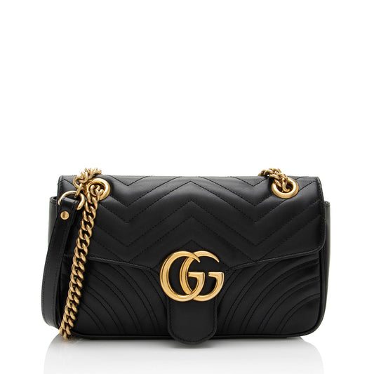 Gucci Matelasse Leather GG Marmont Small Flap Bag (SHF-Bvjama)