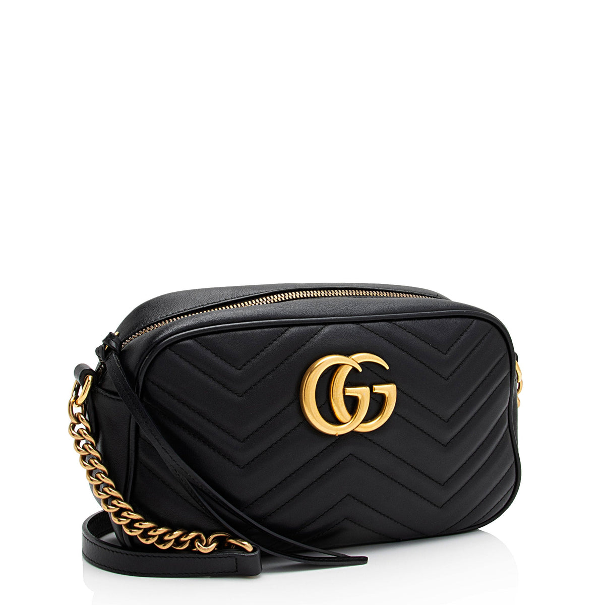 Gucci Matelasse Leather GG Marmont Small Shoulder Bag (SHF-Hle45u)