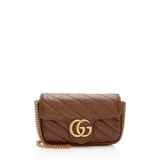 Gucci Matelasse Leather GG Marmont Super Mini Flap Bag (SHF-OIMhbP)